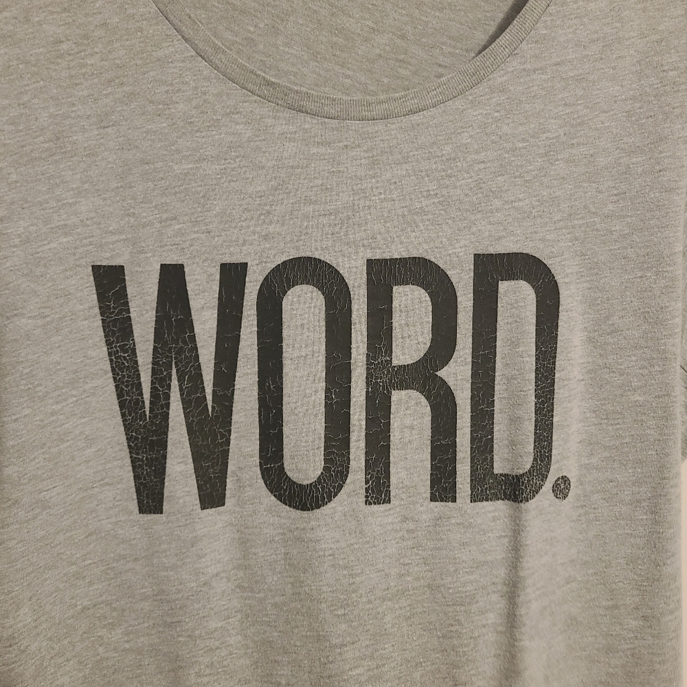 Alstyle | Women's Gray Scoopneck "Word" Short Sleeve Graphic Tee (Size XL) - Picture 5 of 11